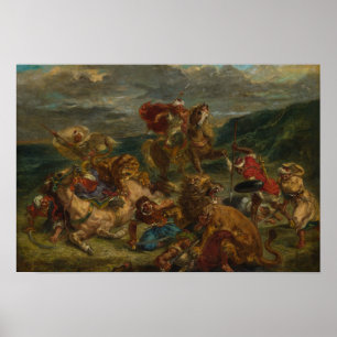 Poster Eugene Delacroix - Chasse au lion