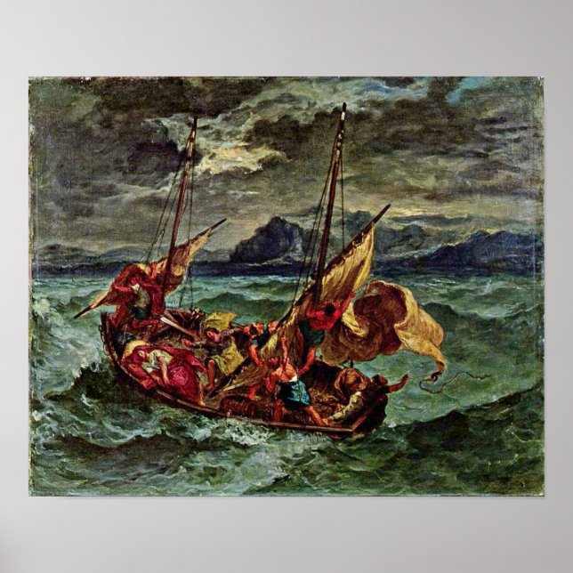 Poster Eugene Delacroix - Le Christ dans la mer de Galilé (Devant)