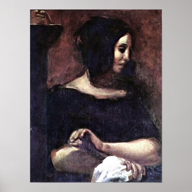 Poster Eugene Delacroix - Portrait de George Sand (Devant)