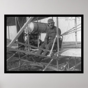 Poster Eugene Lefebvre assis à son avion 1909