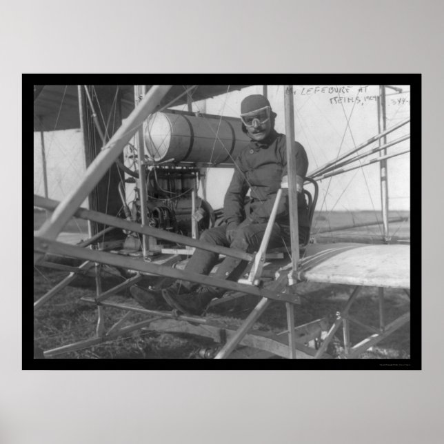 Poster Eugene Lefebvre assis à son avion 1909 (Devant)