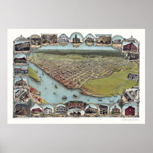 Poster Eureka, CA Carte panoramique - 1902