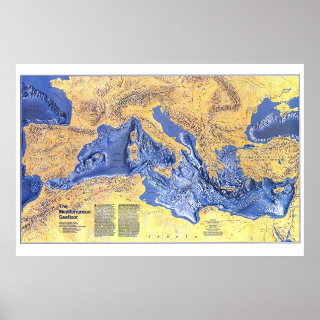 Poster " Europa : 1982/heute - Mittelmeerboden Karte (Devant)
