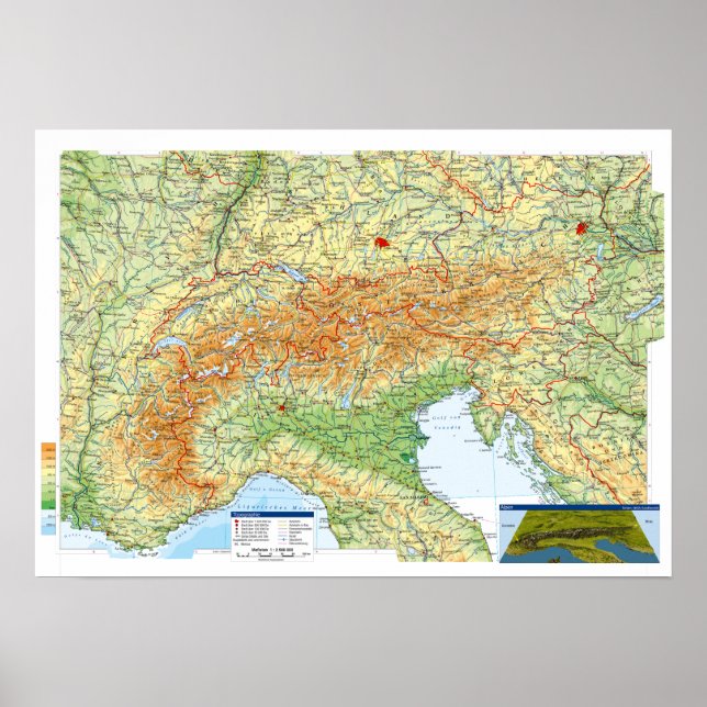 Poster " Europa : 2021/heute - Karte ALPEN Region ... (Devant)