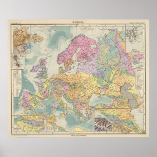 Poster Europa - carte géologique de l'Europe