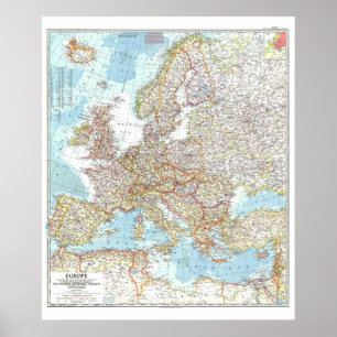 Poster " Europe : 1957 Carte détaillée ...