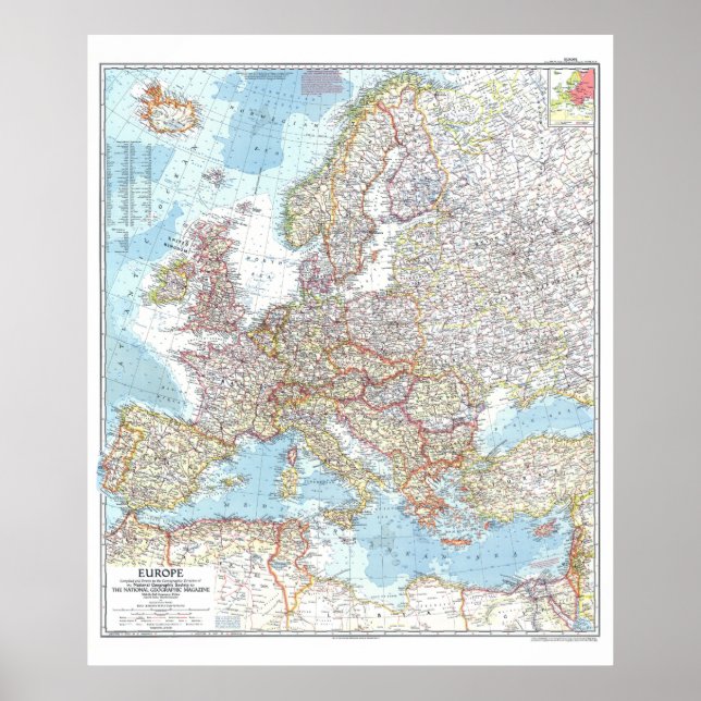 Poster " Europe : 1957 - Carte d'histoire détaillée ... (Devant)