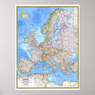 Poster " Europe : 1977 Carte détaillée ...