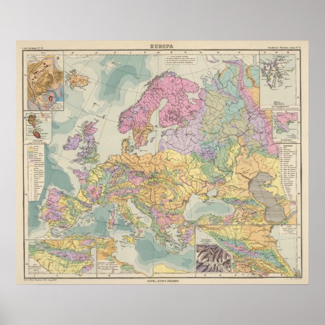 Poster Europe - Carte géologique de l'Europe (Devant)