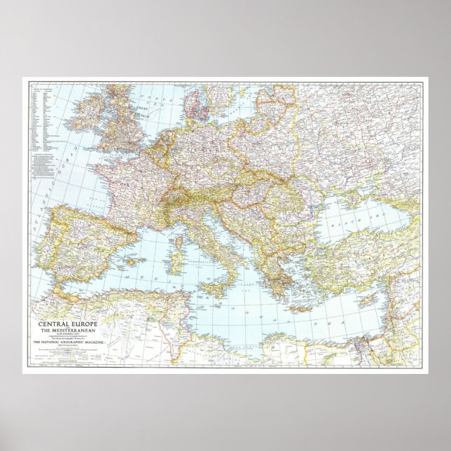 Poster " Europe centrale : 1939 - Et la carte méditerrané (Devant)