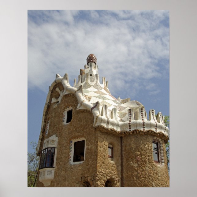 Poster Europe, Espagne, Catalogne, Barcelone. Park Guell, (Devant)