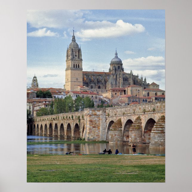Poster Europe, Espagne, Salamanque. Le pont romain sur (Devant)
