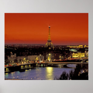 Poster Europe, France, Paris. Vue du coucher de soleil su