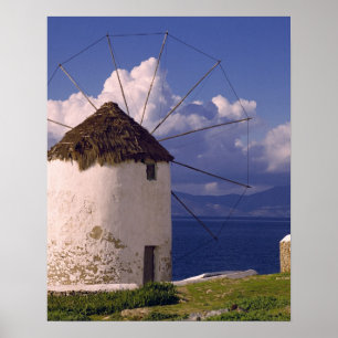 Poster Europe, Grèce, Mykonos. Un blanc frappant
