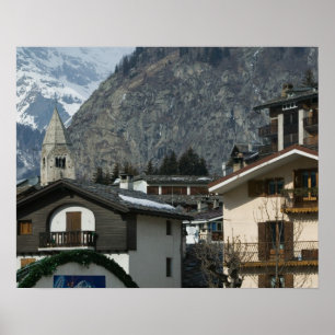 Poster Europe, Italie, Vallée d'Aoste, COURMAYEUR : Ville