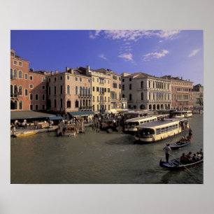 Poster Europe, Italie, Venise, Circulation de bateaux par