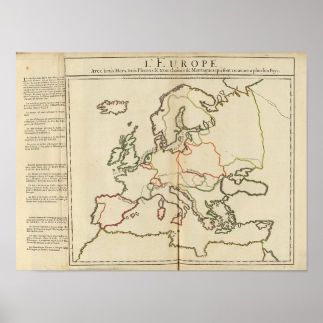 Poster Europe, Montagnes et Rivières (Devant)