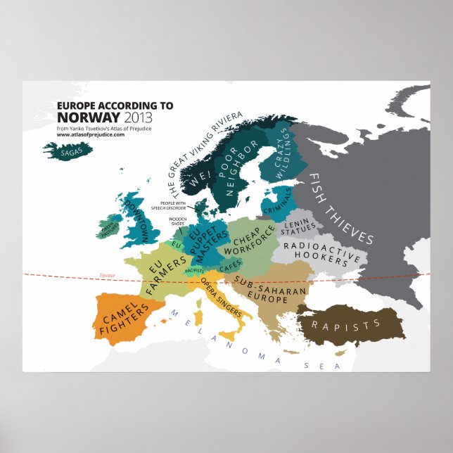 Poster Europe Selon la Norvège (Devant)