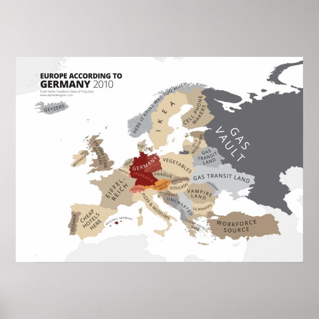 Poster Europe Selon l'Allemagne (Devant)