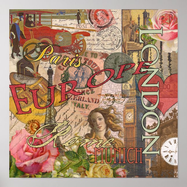 Poster Europe Travel Vintage (Devant)