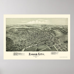 Poster Evans City, PA Carte panoramique - 1900