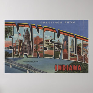 Poster Evansville, Indiana - grandes scènes de lettre