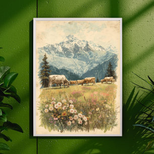 Poster Évasion Alpine - Campagne Suisse Vintage 