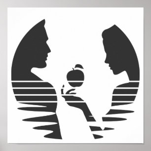 Poster Eve Met Une Pomme À Adam, Noir Version 1/3