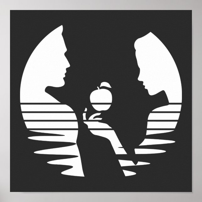 Poster Eve Met Une Pomme À Adam, Version Blanche 2/3 (Devant)