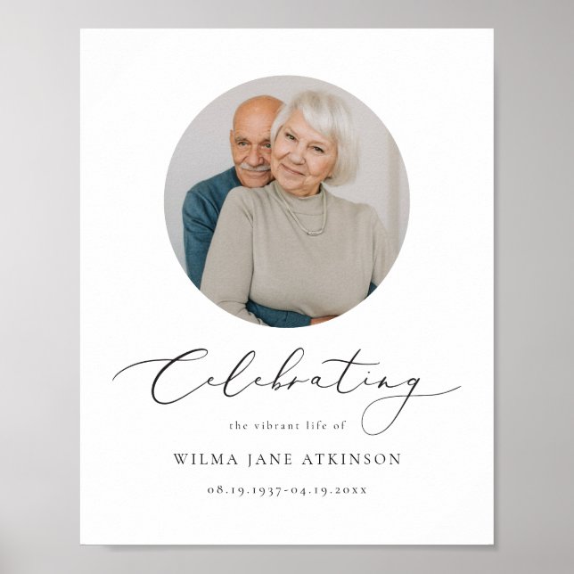 Poster EVELYN Écriture Élégante de Bienvenue aux Funérail (Devant)