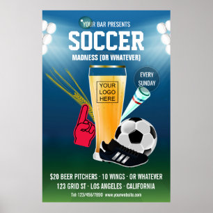 Poster Événement de football de bar ajouter un logo