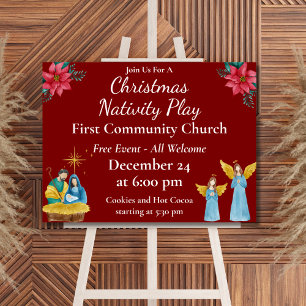 Poster Événement festif de Noël de l'église rouge promo