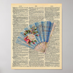 Poster Éventail français vintage sur un dictionnaire vint