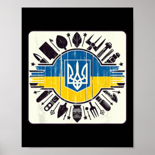 Poster Éventail ukrainien vintage Bynner Drapeau de l'Ukr