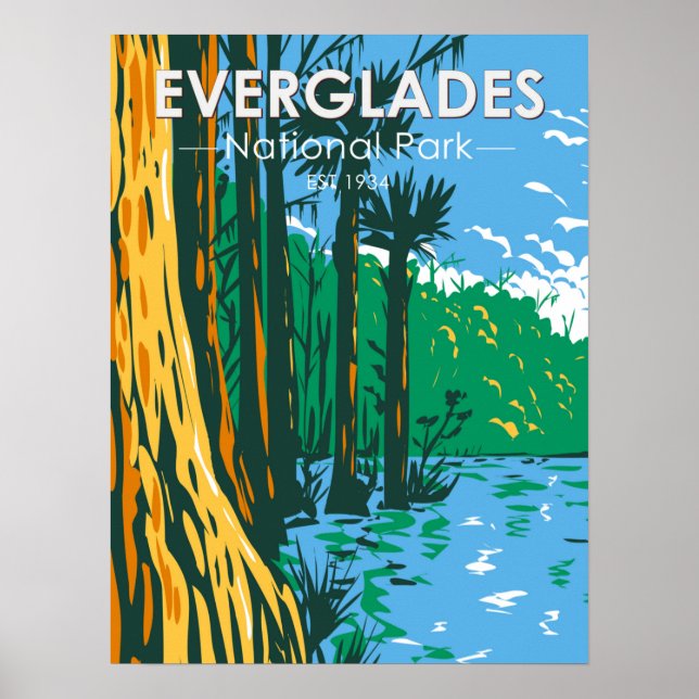 Poster Everglades Parc National Floride Vintage (Devant)