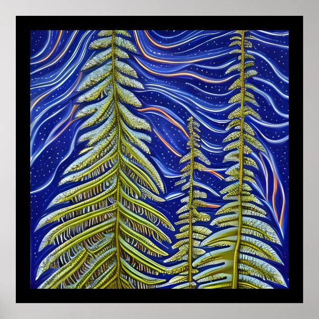 Poster Evergreens Abstraits lunaires (Devant)