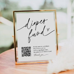 Poster EVERLEIGH Diaper Fund QR Code Baby shower SIGNE