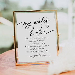 Poster EVERLEIGH My Water Broke Baby shower Jeu SIGNE