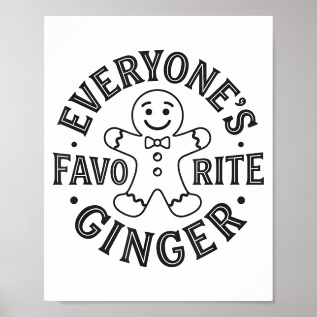 Poster Everyone's Favorite Ginger T Funny Gingerbread Man (Devant)