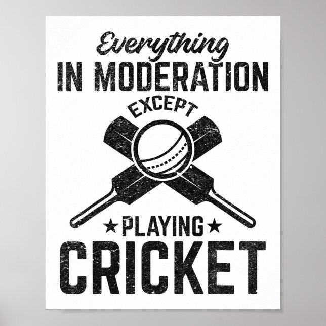 Poster Everything In Moderation Except Playing Cricket  (Devant)