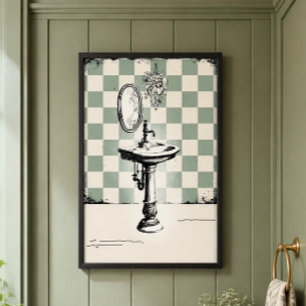 Poster Évier sur piédestal antique Ésthétique Salle de ba