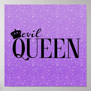 Poster EVIL QUEEN Purple Parties scintillant Glam Typogra