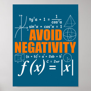 Poster Évitez la négativité Drôle de maths Professeur de
