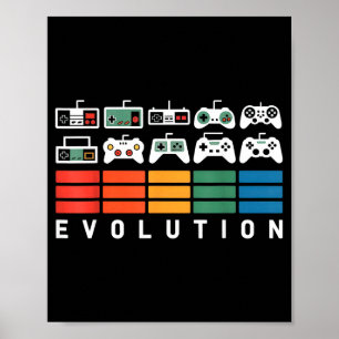 Poster Évolution de la manette de jeu vidéo 80s 90s Retro