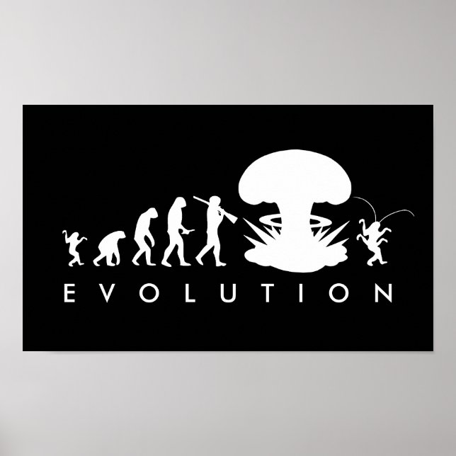 Poster Evolution de l'homme et du cafard amusant Graphiqu (Devant)