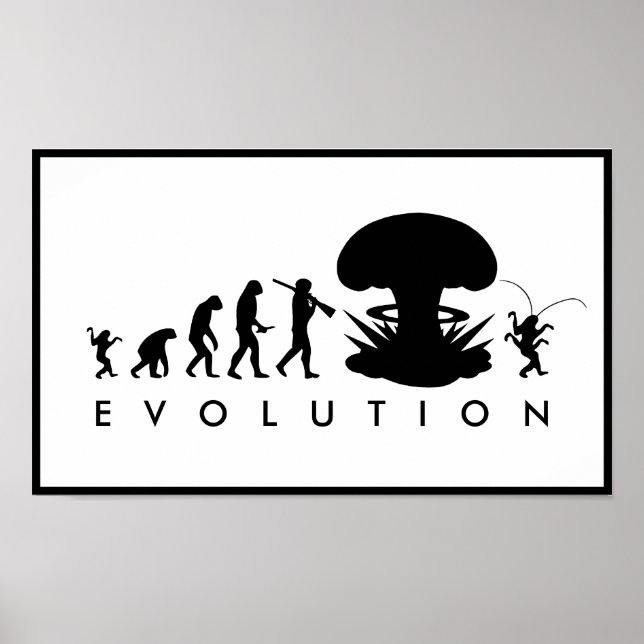 Poster Evolution de l'homme et du cafard amusant Graphiqu (Devant)