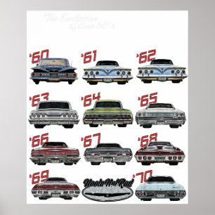 Poster Évolution de l'Impala des années 60,1960,Hot Rod,M