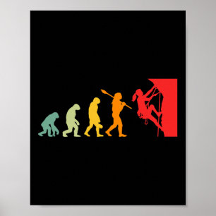 Poster Évolution drôle d'escalade de roche humaine drôle