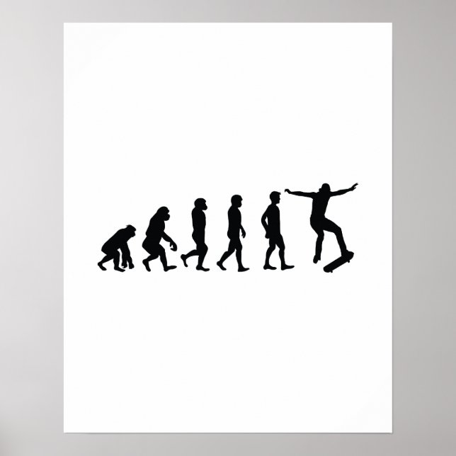 Poster Evolution du Skateboarder Skateboard Drôle cadeau (Devant)
