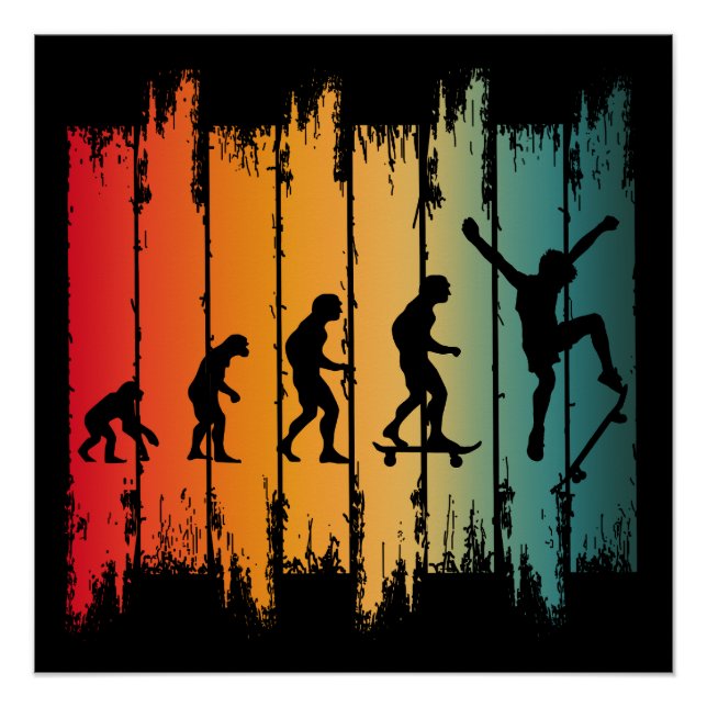 Poster Évolution du skateur de skateboard (Devant)